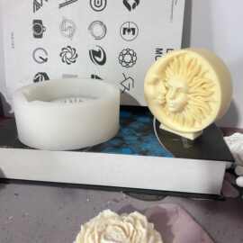 彩福新款月亮太阳脸双面造型硅胶模具diy香薰石膏蜡烛家居摆件模