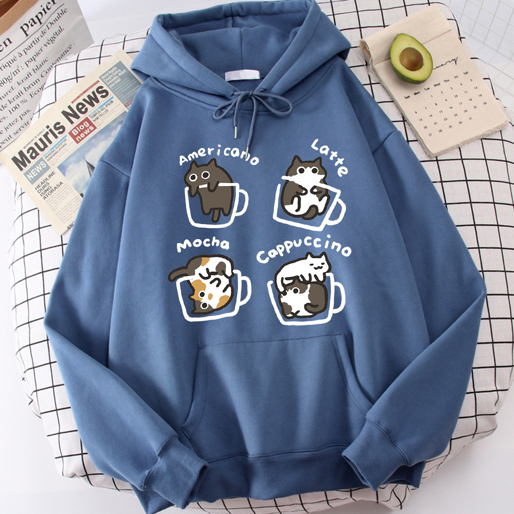 Five Little Cats Playing In The Cup Hoodies Male Set Harajuk