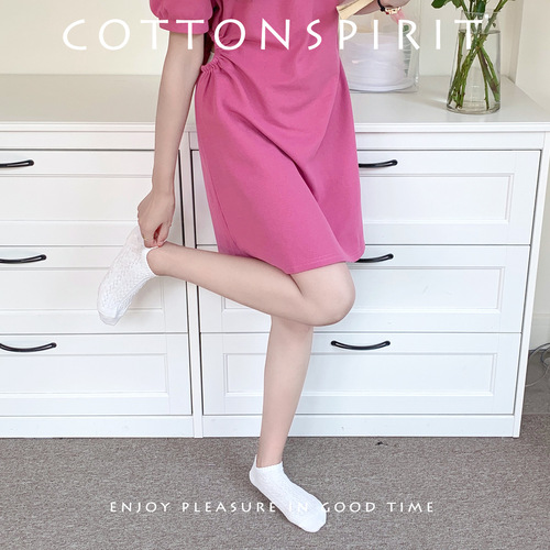 Pure Color Women's Summer Short Socks Ins Style Japanese White Knit Socks Versatile Plain Color Thin Short Crew Socks