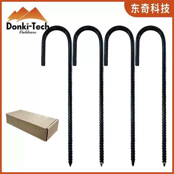 J-Shaped Threaded Steel Nails for Outdoor Use, Super Strong Tent Ground Nails M6 M8 Steel J Nails, Threaded Steel Large Nails, 8 Pieces