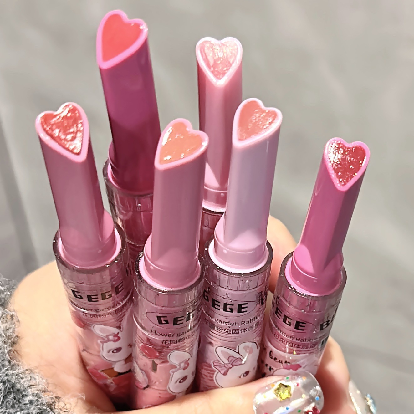 Gege bear Garden Pink Rabbit Solid Lip Gloss Water Mirror Moisturizing and Hydrating Fine Sparkling Lip Gloss undefined