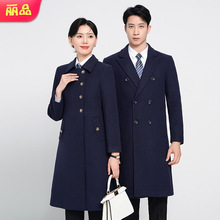 2024冬季夹棉加厚男女款羊毛呢外套女职业工作服中长款呢子大衣