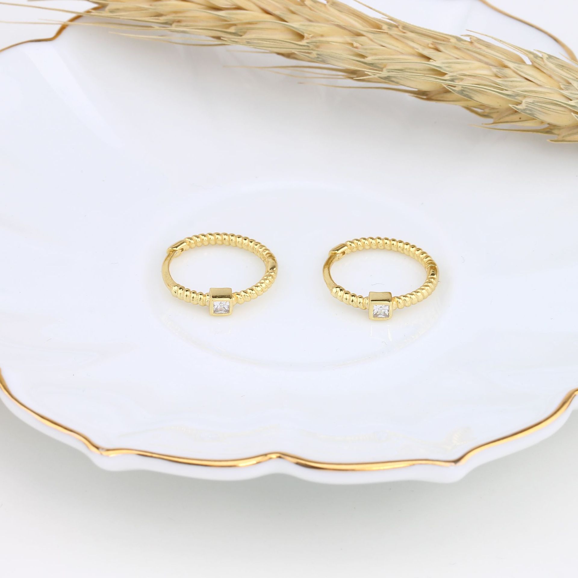 1 Paar Einfacher Stil Kreis Sterling Silber Inlay Zirkon Weißgold Plattiert Vergoldet Ohrringe display picture 5