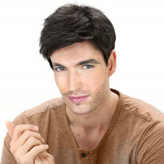 Men's Stylish Short Black Straight Wigs with Side Bangs—Perfect for Amazon & International Markets