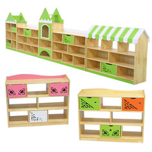 幼儿园实木原木玩具柜儿童玩具组合柜家具收纳储物卡通书架书包柜