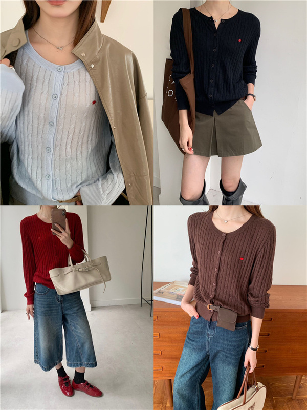10% Merino Wool Lazy Style Small Button Knitted Cardigan Women's Korean Casual Twist Sweater 2025 Autumn Style