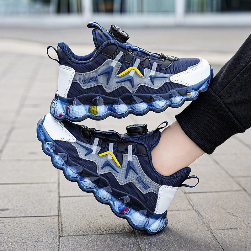 Calzado deportivo Calzado de padre para niños Botón giratorio para niños 2024 Zapatos transpirables para niños de mediana edad Nuevos estudiantes de primavera y otoño