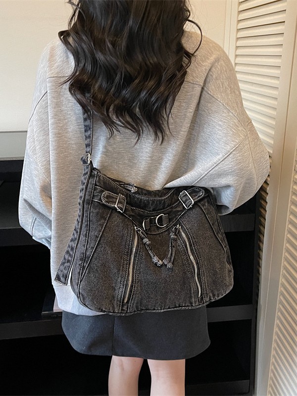 Bolso de tendencia transfronteriza de gran capacidad para mujeres 2026 nuevo retro vaqueros de hombro mochila de viaje ocio bolsa