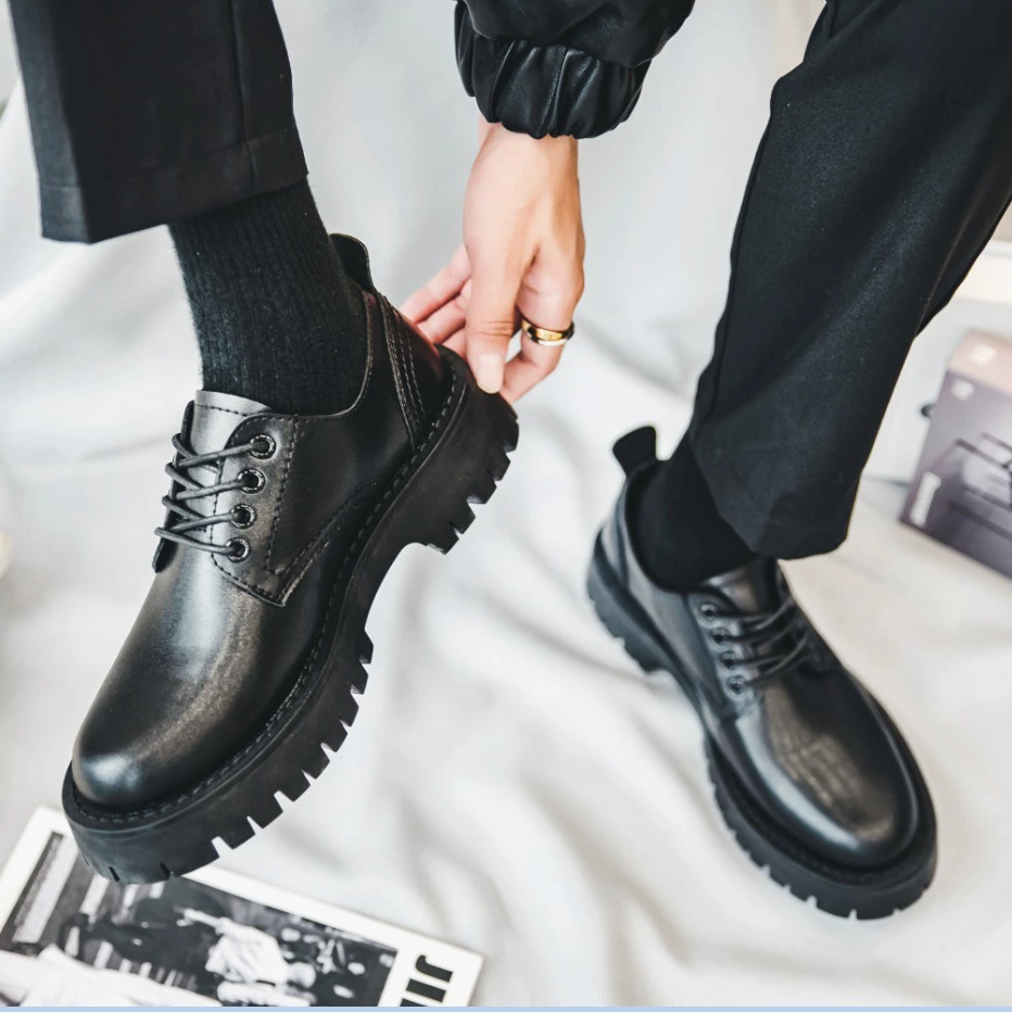 2021 Мужская обувь Ботинки Martin, мужские маленькие кожаные туфли в британском стиле ретро с низким вырезом, Мужская универсальная модная рабочая одежда в Корейском стиле, туфли с большим носком