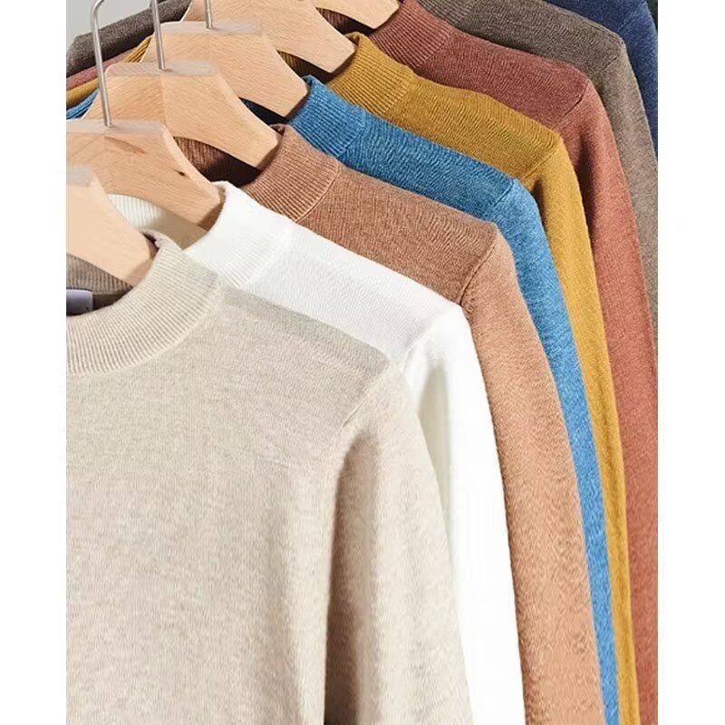 Sweater Men's and Women's Autumn and Winter Solid Color Loose Crewneck Pullover Knitted Sweater for Couple Simple Warm Base Shirt Sweater for Men