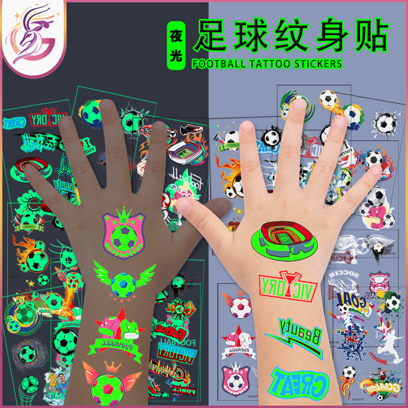 Luminous Football Tattoo Stickers Waterproof and Sweat-Proof European World Cup Event Fan Club Face Stickers Semi-Permanent Cartoon Luminous Football Tattoo Stickers Waterproof and Sweat-Proof European World Cup Event Fan Club Face Stickers Semi-Permanent Cartoon