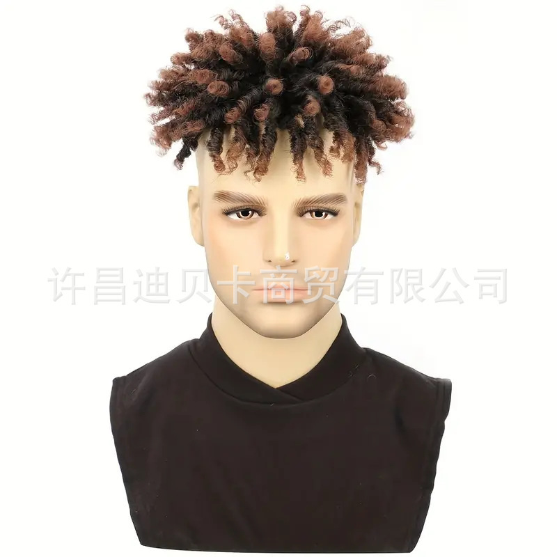 黒人 3inch 三つ編みヘアブロックヒップホップショートヘアウィッグアフリカ貿易チューブカーリードレッドヘアウィッグ|undefined