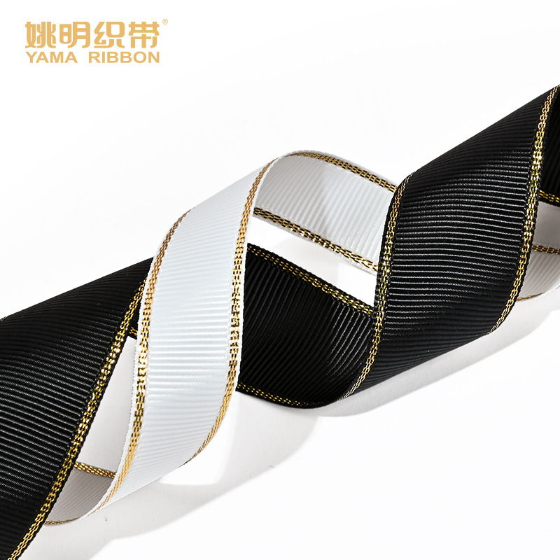 Cinta acanalada con borde dorado de Yao Ming, accesorios para cajas de regalo de pasteles, material base para cinta, cinta acanalada con borde dorado.