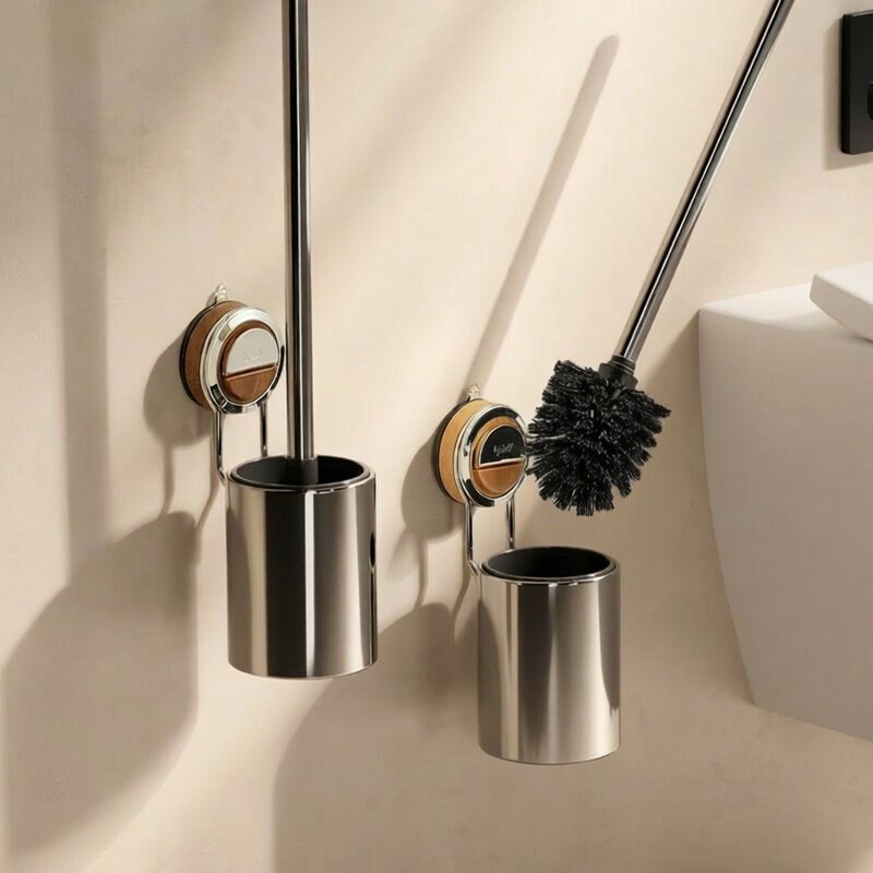 Light Luxury Suction Cup Toilet Brush Wall-mounted Household No Dead Angle 2024 New Toilet Brush Toilet Cleaning Artifact