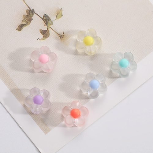 Factory 12mm Frosted Inner Color Small Flower Bead Phone Chain DIY Children's Accessories Acrylic Accessories