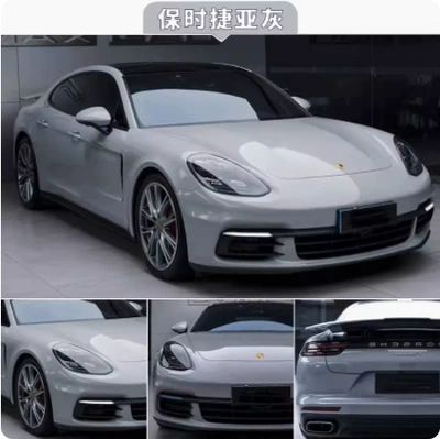 Car Film Pet Base Material Crystal Piano Black Porcelain Blue Lavender Gray Green Red Color-Changing Film Scratch-Resistant and Wear-Resistant (Auto Color Change Film) - porsche-gray-pet-152-17m