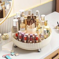 High-end cosmetic storage box, rotatable creative light luxury bedroom living room decorative desk storage tray item shelf