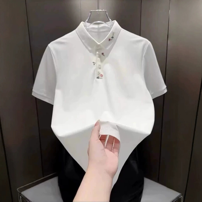 Summer New Style Chinese-Style Floral Embroidered Lapel Short-Sleeved Polo Shirt for Men, Trendy, Slim-Fitting, Handsome, Breathable Half-Sleeved Top Summer New Style Chinese-Style Floral Embroidered Lapel Short-Sleeved Polo Shirt for Men, Trendy, Slim-Fitting, Handsome, Breathable Half-Sleeved Top