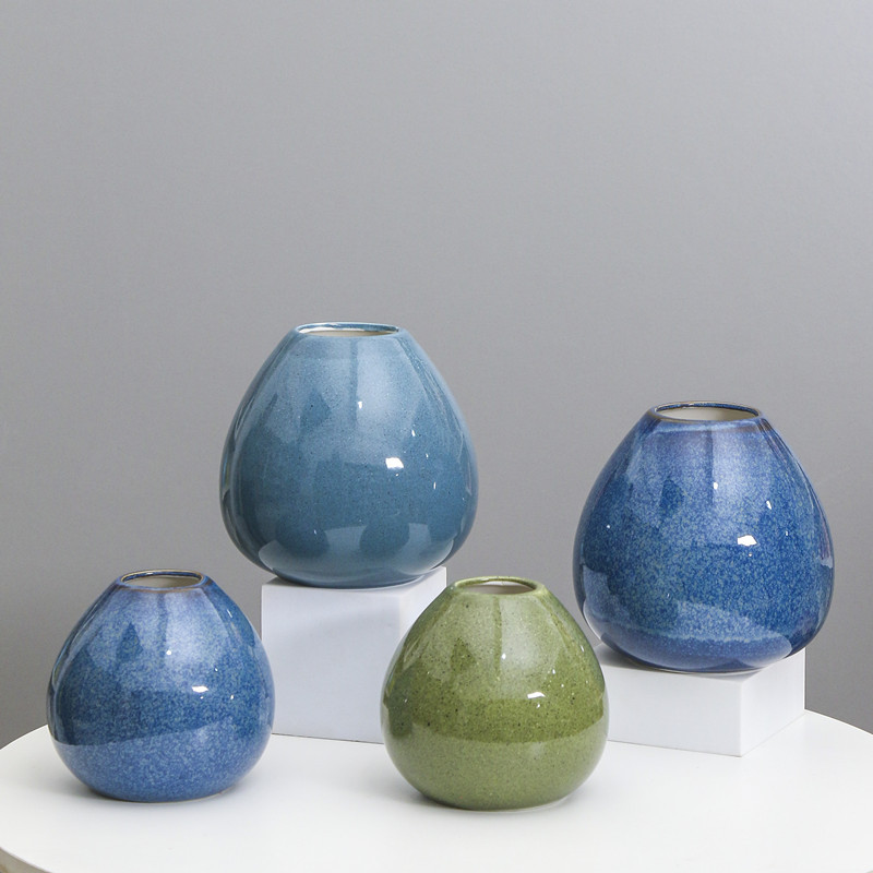 Decoración del hogar moderno arte creativo decoración azul sala de estar de escritorio de alto grado florero de cerámica transfronteriza al por mayor