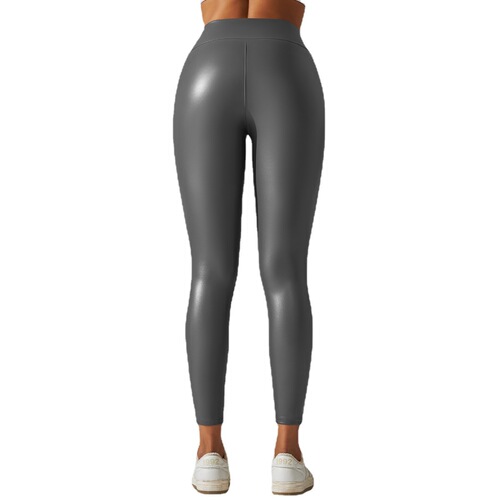 2024 European and American cross-border new style PU leather pants colorful high waist tight trousers running fitness training high elastic yoga pants