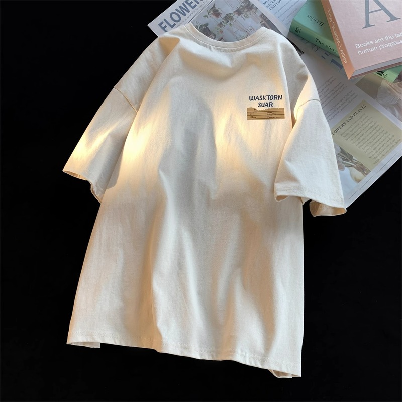 高品質綿半袖 Tシャツメンズ 2025 夏の新ファッションブランド ins 学生ルーズカジュアルヘビーウェイト半袖 T|undefined