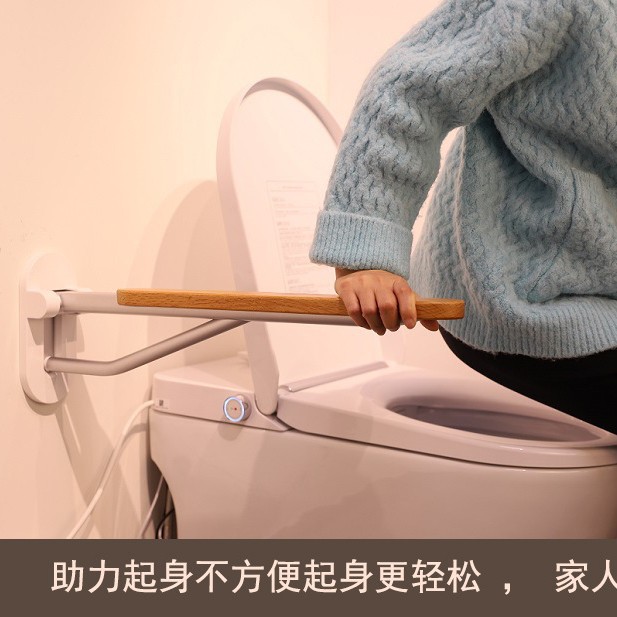 Reposabrazos de inodoro de madera maciza baño hogar de enfermería sin barreras aleación de aluminio inodoro plegable reposabrazos para discapacitados
