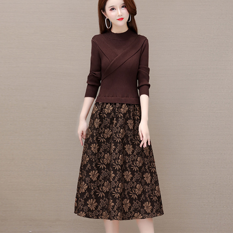 Elegant Knitted Long-sleeved dress 2024 New Style Fake Two-piece Women's High-end Exquisite Base Skirt for Autumn and Winter Elegant Knitted Long-sleeved dress 2024 New Style Fake Two-piece Women's High-end Exquisite Base Skirt for Autumn and Winter