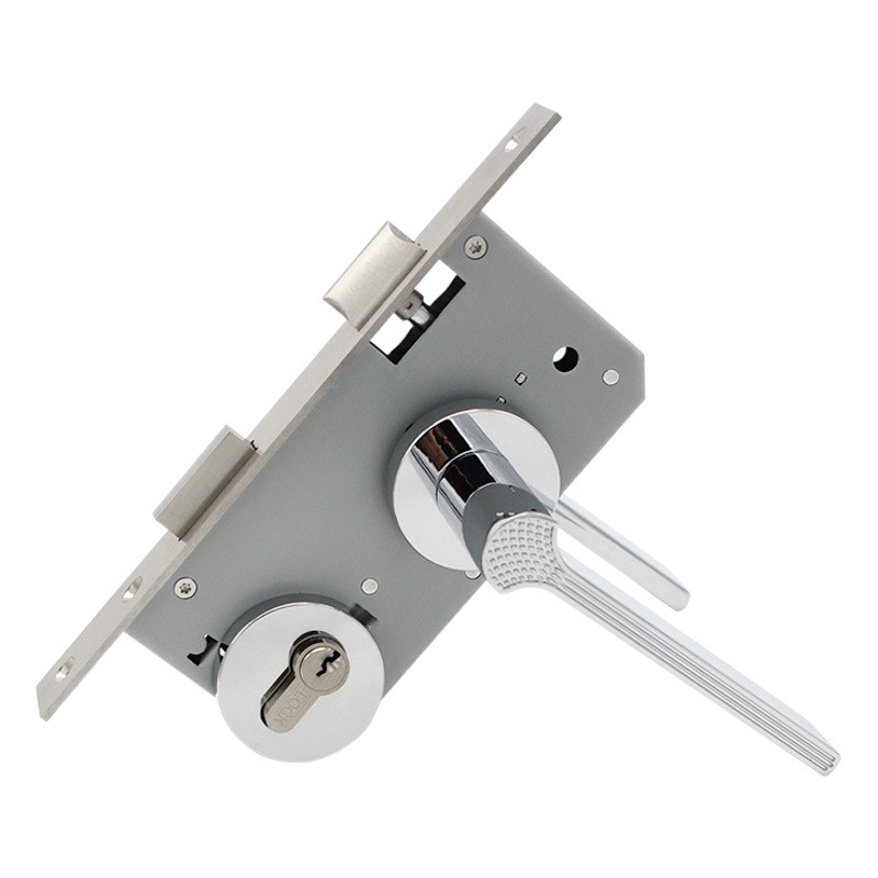 Lelang patrón simple succión magnética Mute cerradura de la puerta del dormitorio americano cerradura de la puerta interior manija sólida cerradura dividida