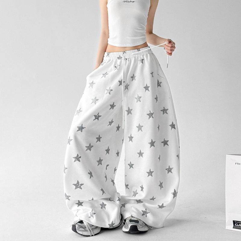 Pure Cotton Milk Silk Star Print Sports Pants for Women 2026 Spring/Summer Loose Wide-Leg Pants Trendy Casual Pants Pure Cotton Milk Silk Star Print Sports Pants for Women 2026 Spring/Summer Loose Wide-Leg Pants Trendy Casual Pants