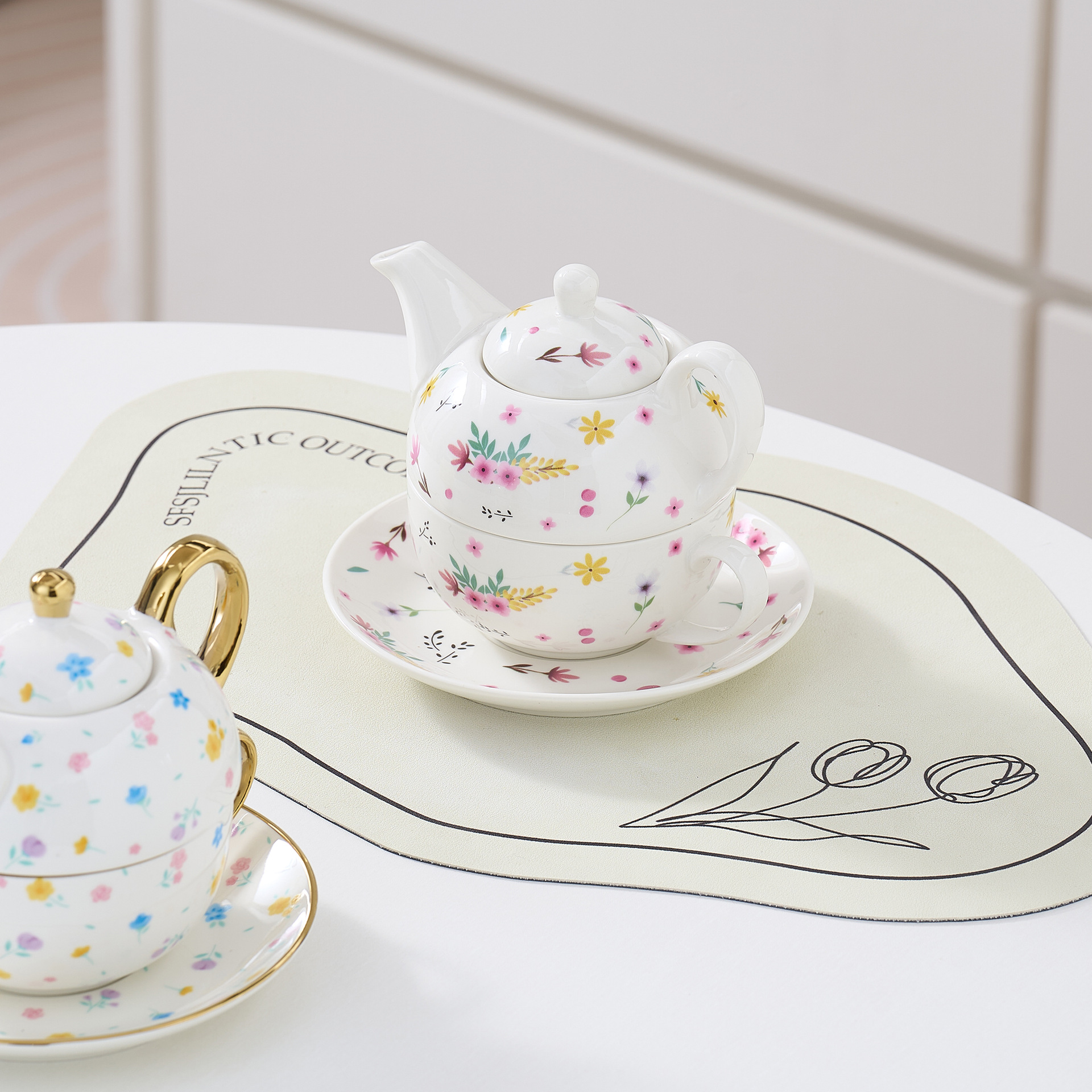 Juego de té de cerámica de oro transfronterizo