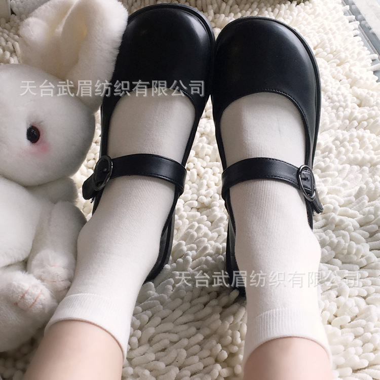 Combed Cotton Women's Mid-top Socks Milk White Black JK Uniform School Uniform Socks Japanese Flat Student Socks 15cm High