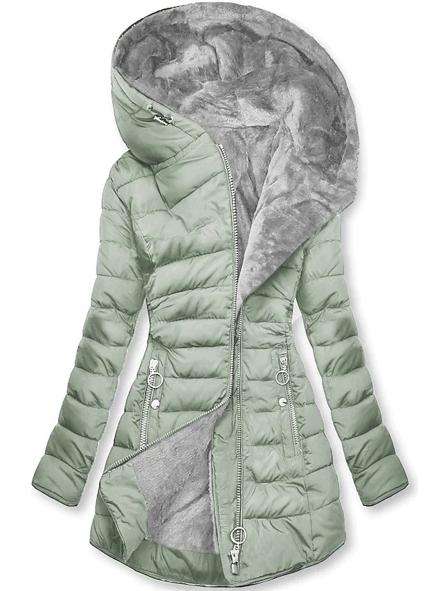 Transfronterizo 2025 Europa y América Amazon invierno collar cremallera manga larga delgada chaqueta con capuchón caliente abrigo a prueba de frío image 4
