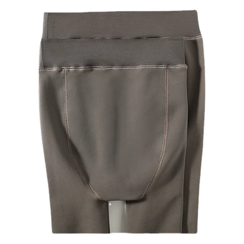 Осенне-зимние новые серые леггинсы стюардессы, женская верхняя одежда, утолщенные цельные колготки с высокой талией и искусственной кожей на флисовой подкладке, искусственные мясные колготки