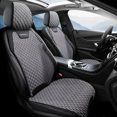 Car Seat Cushion, Universal for All Seasons, Fully Enclosed, Ventilated and Breathable, Made of Cotton and Linen Material, Car Cushion, Cotton and Linen Seat Cushion for Car