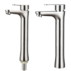304 stainless steel hot and cold basin faucet stainless steel small waist single hole bathroom wash basin single cold faucet