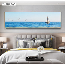 一帆风顺轻奢客厅装饰画现代沙发背景墙挂画海景卧室床头水晶瓷画