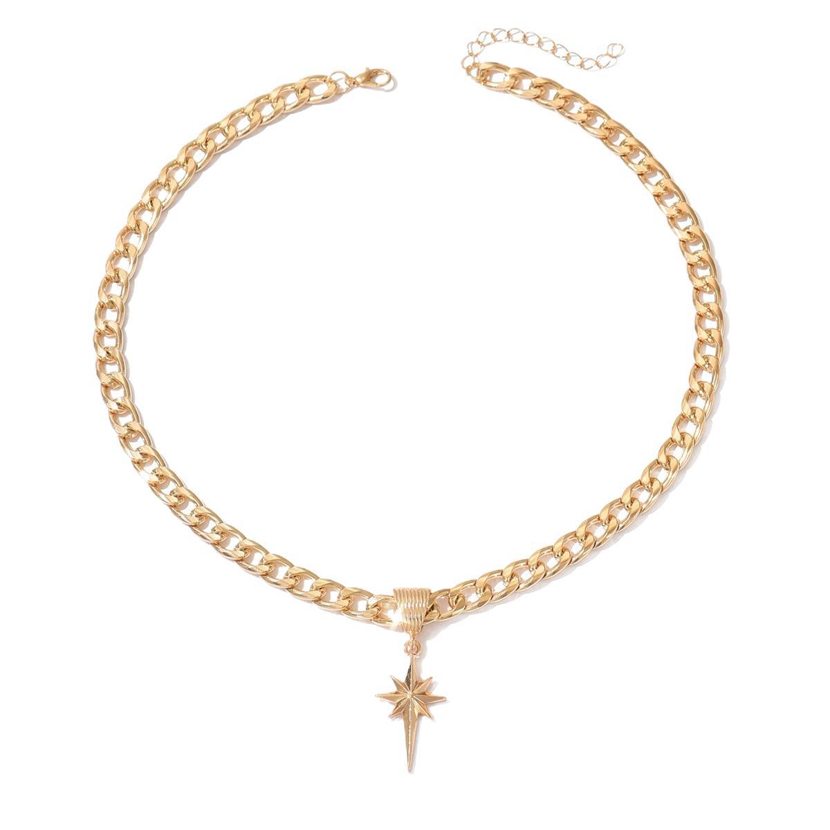 Collier étoile à huit branches pour femme bijou élégant et simple_voghion.com