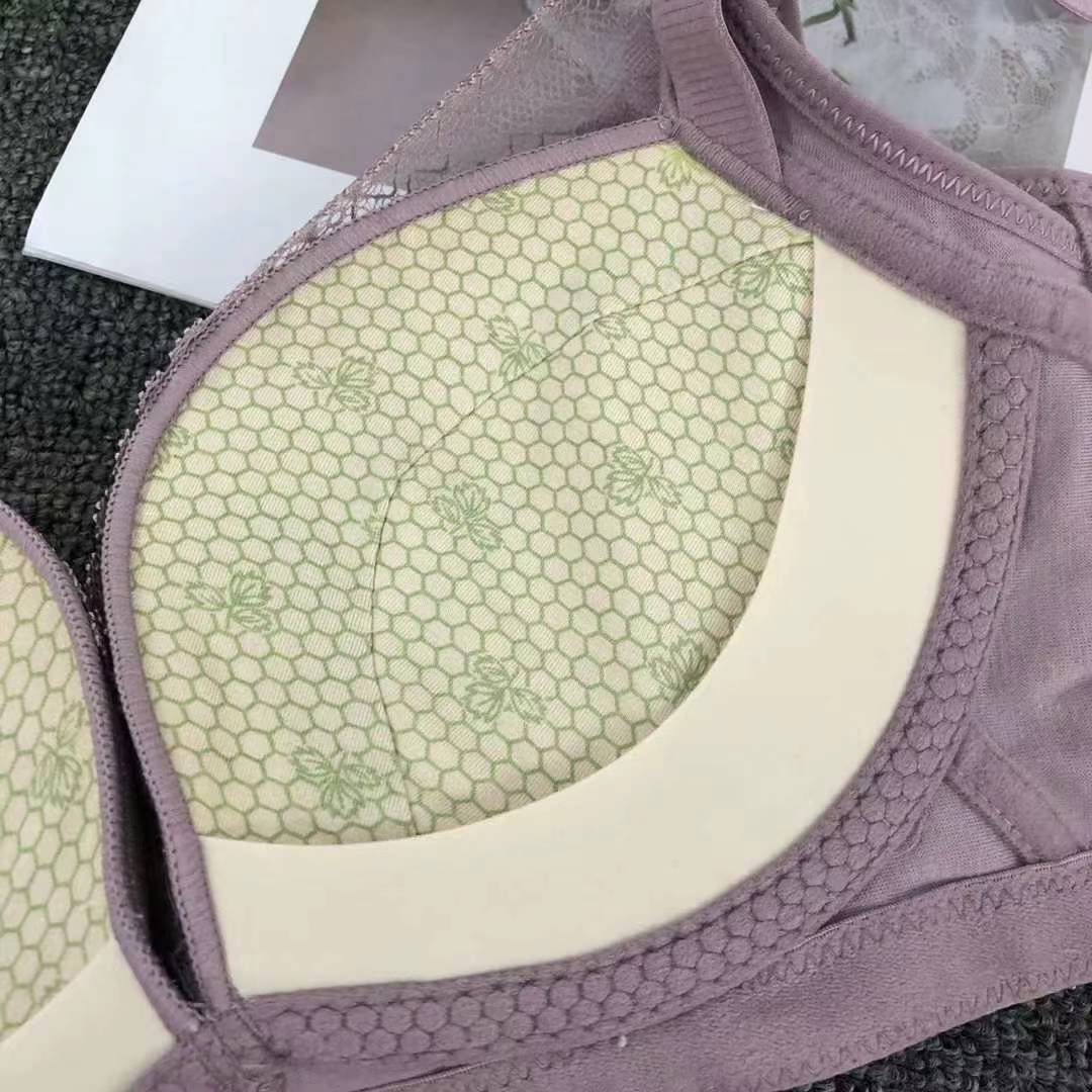 Nuevo sujetador de alta calidad de moda de encaje jacquard transpirable y cómodo ajuste lateral de pecho de cuatro botones ropa interior mujer image 5