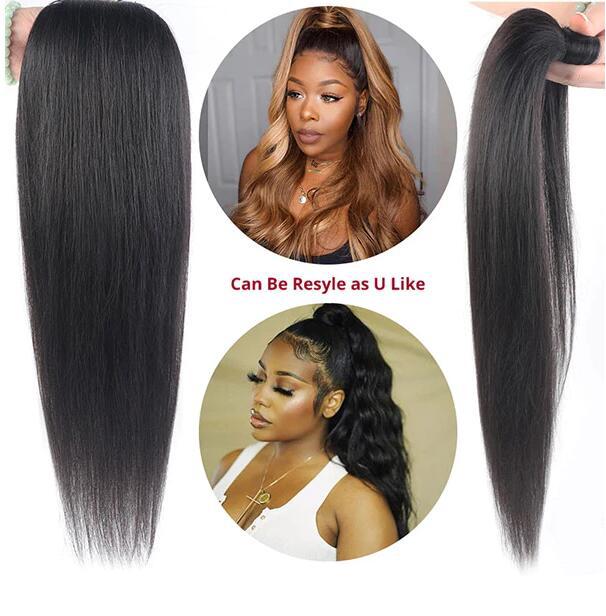 Velcro recta Cola de caballo pelo natural cabello humano real Cola de caballo peluca