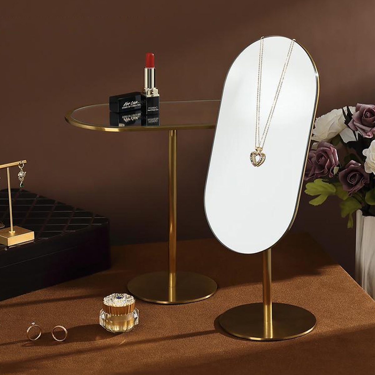 ��ɫ��Բ�θ��徵�����滯ױ��̨ʽ��ױ����ż�Լ���鱦̨ר��