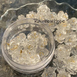 沁色干花碎树脂玫瑰花贴片DIY饰品配件耳钉头饰美甲贴片点缀材料