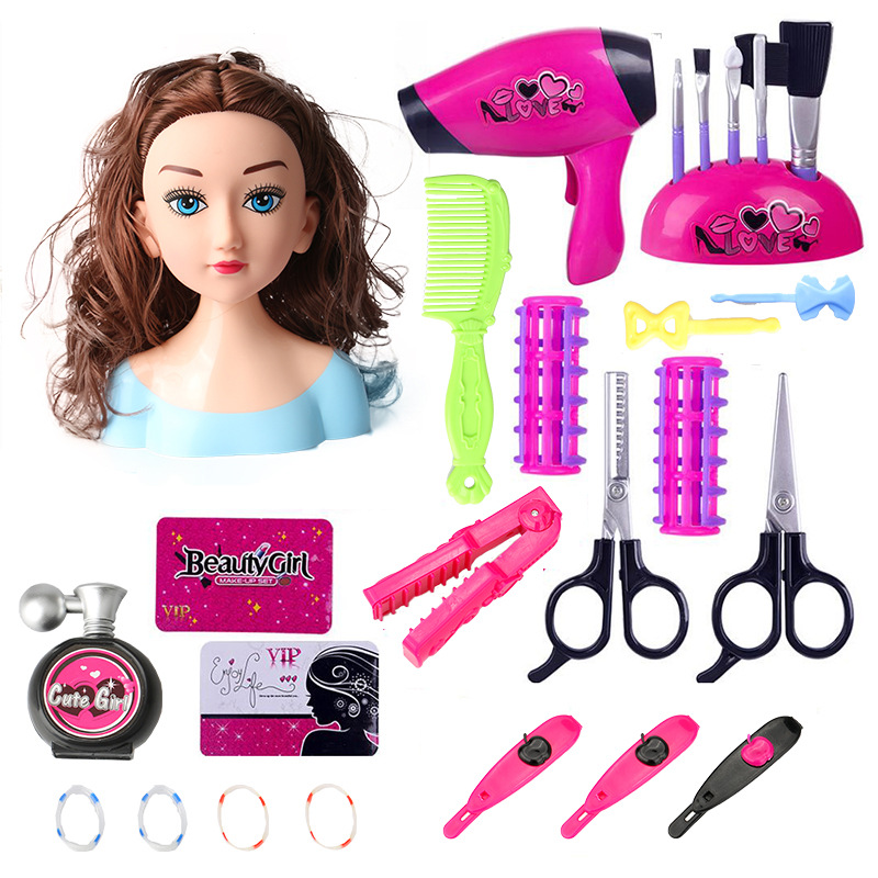 Amazon play House media-longitud traje de muñeca peine pelo puede hacer secador de pelo peluquería modelo de simulación de juguete al por mayor