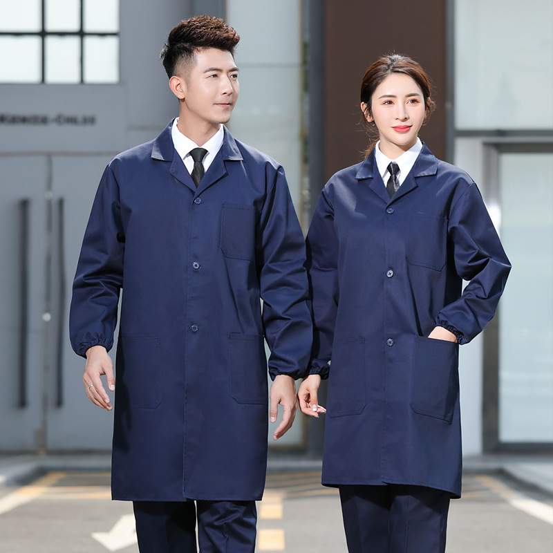 Chaqueta azul larga ropa de trabajo ropa de hombre primavera y otoño ropa de protección laboral manejo grueso resistente al desgaste personalizado bordado blanco sucio