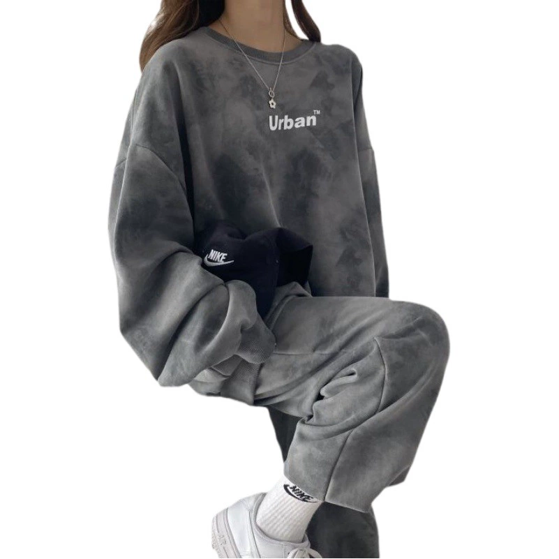 Костюм оптом, Женский на флисовой подкладке, утолщенные оптом хлопковые брюки с длинными рукавами, Женский комплект из двух предметов 2023 весна и осень-зима Тонкий Повседневный