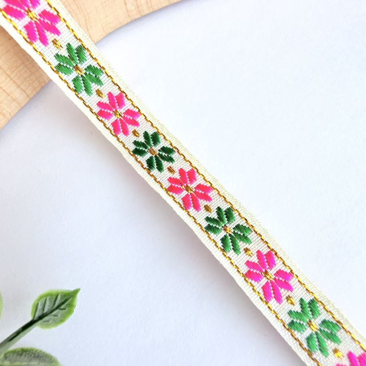Cinta Jacquard de Estilo Étnico de 1 cm, Nylon, Decorativa, para Ropa y Manualidades image 25