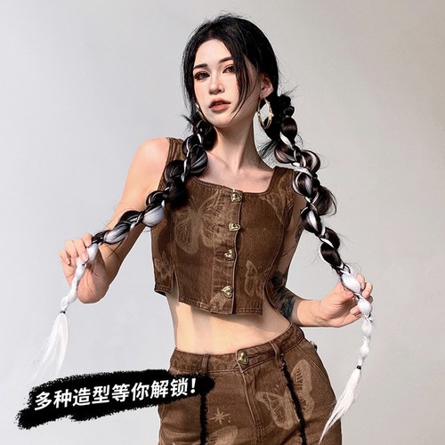Kony wig bubble braid European and American style simulated twist braid long braid highlights sweet and cool hot girl ponytail twisted dirty braid