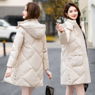 80% white duck down hooded long down jacket women's 2022 Winter new windproof warm Joker fashion coat