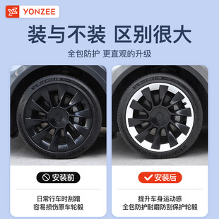 Yz Suitable for Tesla Model Y Hub Cap 19/ 20inch Protective Cover Whirlwind Wheel Rim Modification Accessories Black