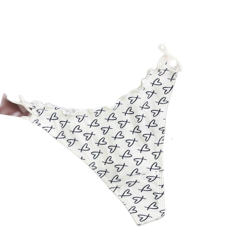 m1u シリーズフリルコットン Tバックレースアップリボン通気性 T パンツ綿底甘い T パンツ女性の T パンツ|undefined