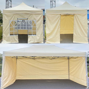 Outdoor Khaki Camping Balcony Sunshade Barbecue Folding Telescopic Canopy Four-Legged Night Market Stall Large Umbrella Tent Enclosure
